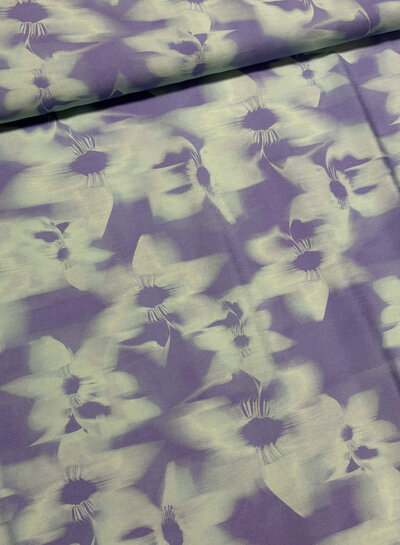 groen en paars abstract - silktouch viscose