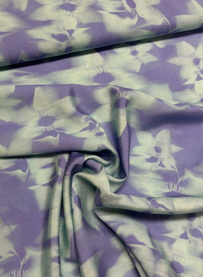 groen en paars abstract - silktouch viscose