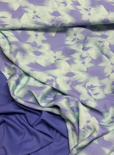 groen en paars abstract - silktouch viscose