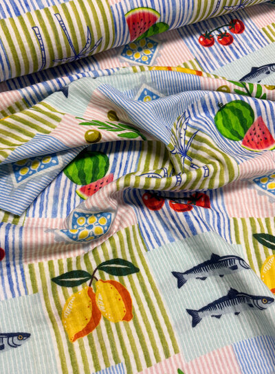 fruits patchwork - tetra / double gauze