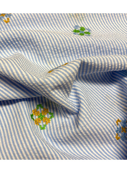 stripes with embroidered Aztec print - seersucker