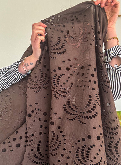 bruin palmbomen - broderie katoen