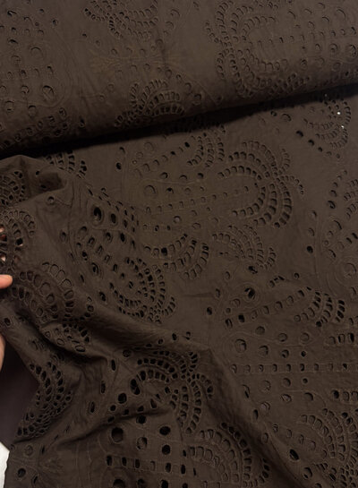 bruin palmbomen - broderie katoen