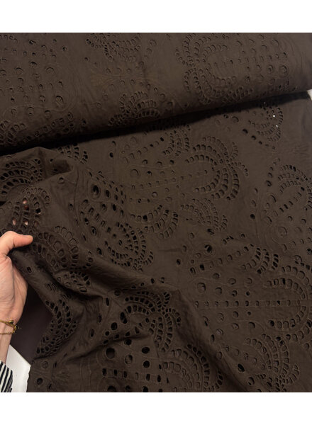 bruin palmbomen - broderie katoen