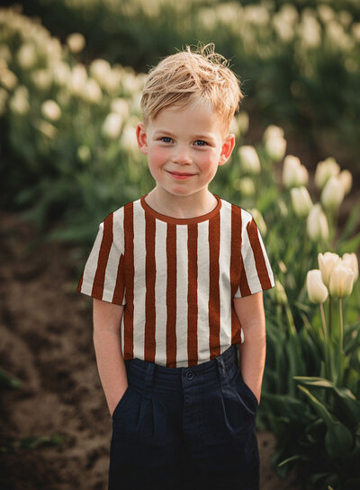 cognac naturel stepen - GOTS geribbelde tricot