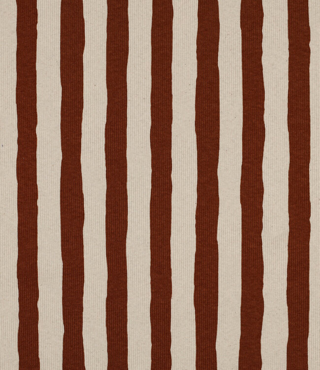 cognac naturel stepen - GOTS geribbelde tricot