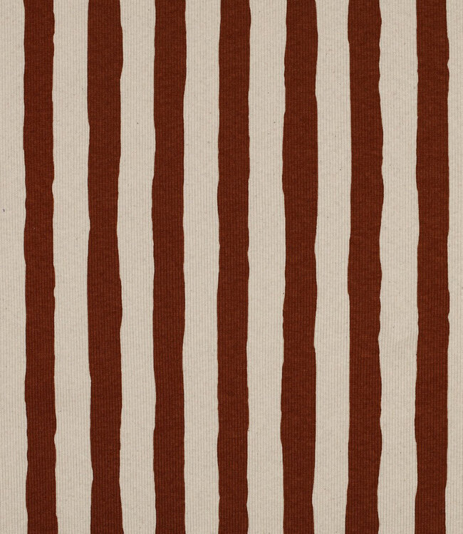 cognac naturel stepen - GOTS geribbelde tricot