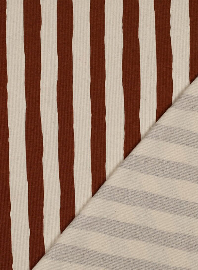 cognac natural stripes - GOTS ribbed jersey