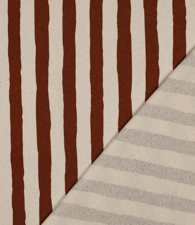cognac naturel stepen - GOTS geribbelde tricot