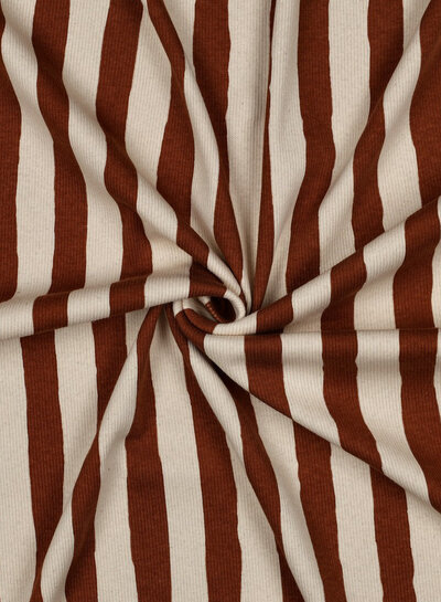 cognac naturel stepen - GOTS geribbelde tricot