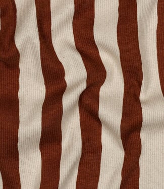 cognac naturel stepen - GOTS geribbelde tricot
