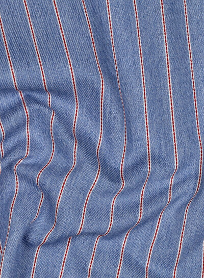 red stripe on light blue denim - soft cotton