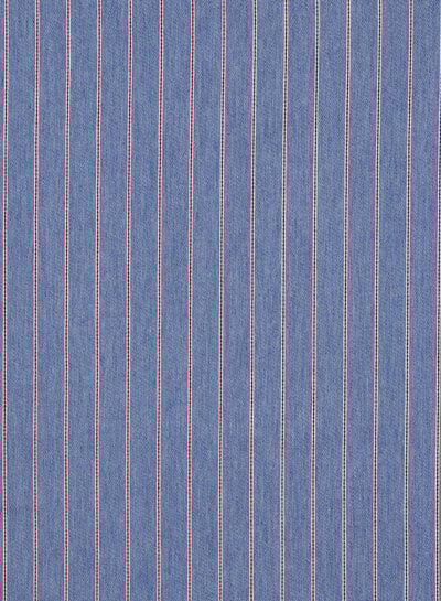 red stripe on light blue denim - soft cotton