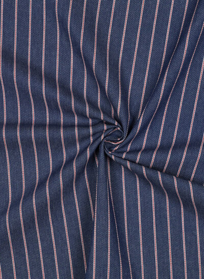 red stripe on blue denim - soft cotton