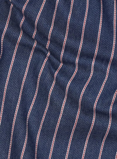red stripe on blue denim - soft cotton