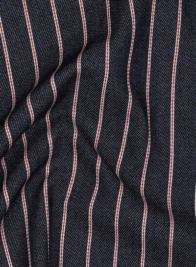 red stripe on dark blue denim - soft cotton