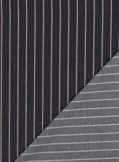 red stripe on dark blue denim - soft cotton