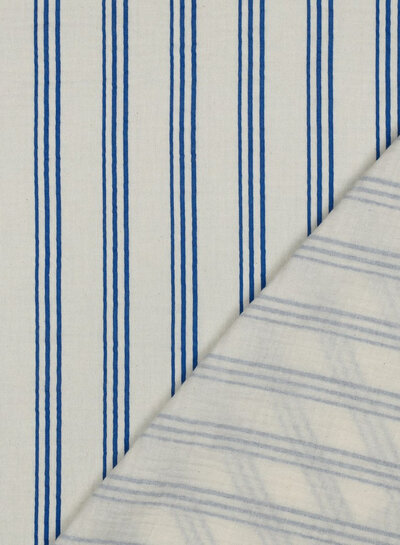 cobalt triple stripes - tetra / double gauze