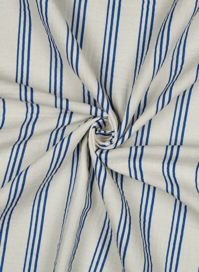 cobalt triple stripes - tetra / double gauze