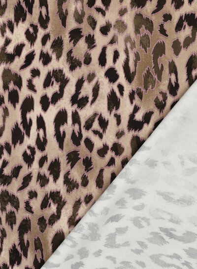 leopard with lilac accent - viscose with light stretch