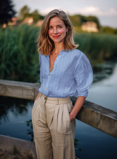 blauw met lurex strepen - katoen voile