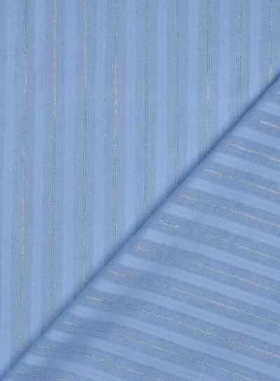 blauw met lurex strepen - katoen voile