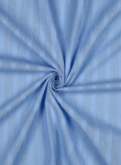 blue with lurex stripes - cotton voile