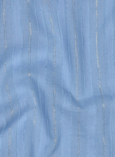 blauw met lurex strepen - katoen voile