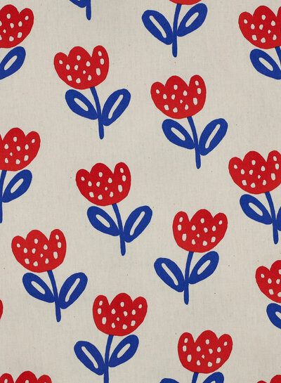 rood/kobalt tulpen - katoen