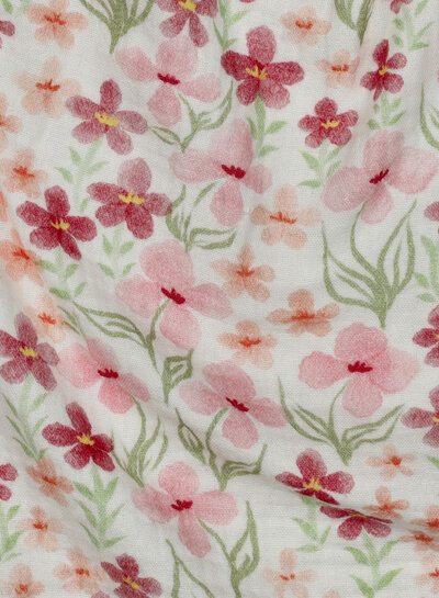 pink flowers - tetra / double gauze