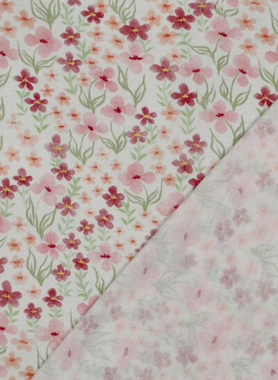 pink flowers - tetra / double gauze