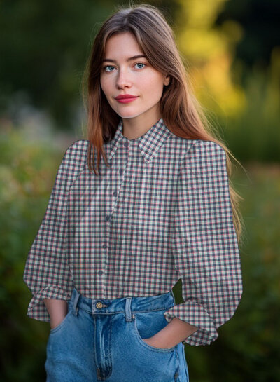 groenblauw met neon accent - soepelvallende katoen