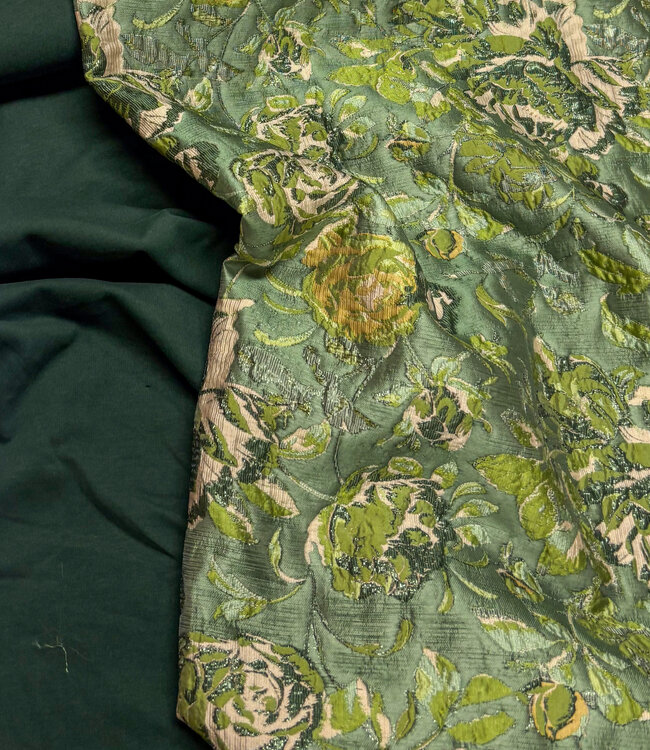 liricio met lurex groen - geweven jacquard
