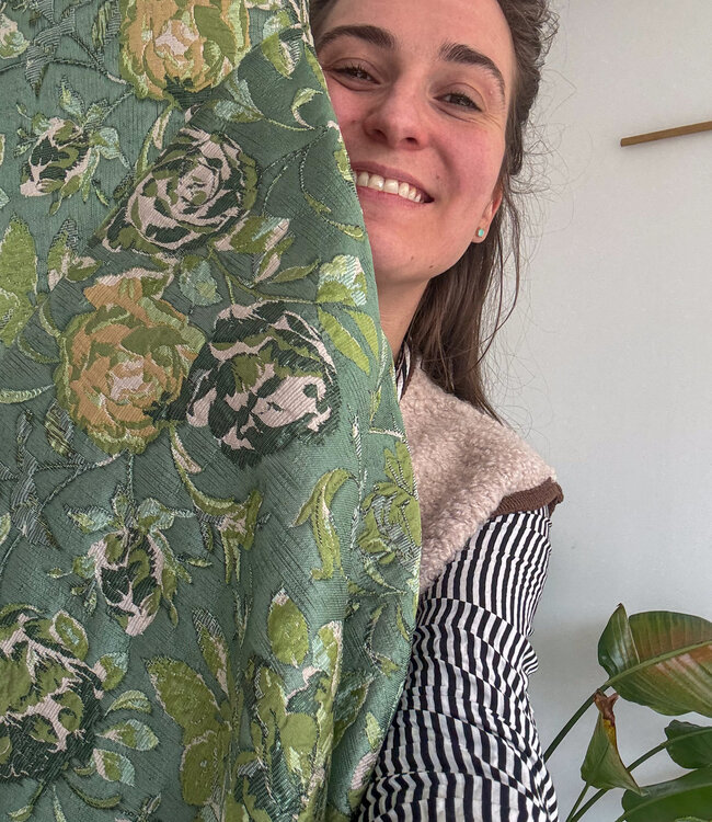 liricio met lurex groen - geweven jacquard