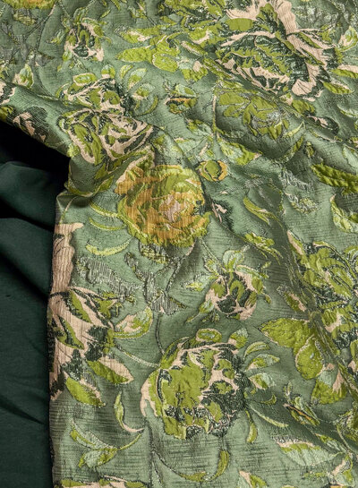 liricio met lurex groen - geweven jacquard
