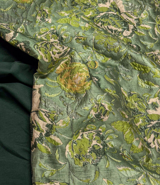 liricio met lurex groen - geweven jacquard