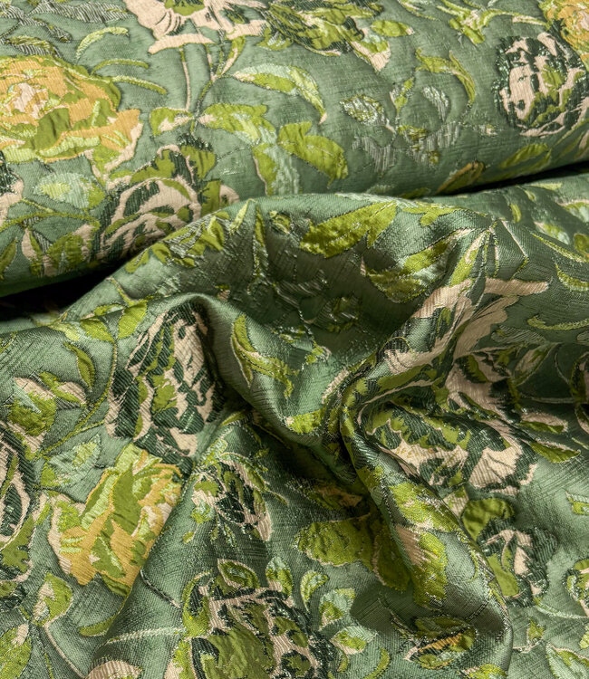 liricio met lurex groen - geweven jacquard