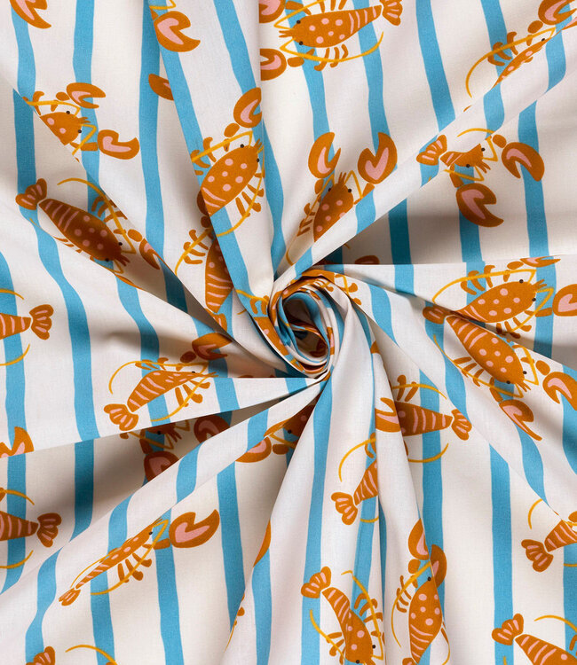 be trendy blauwe strepen met kreeft - katoen