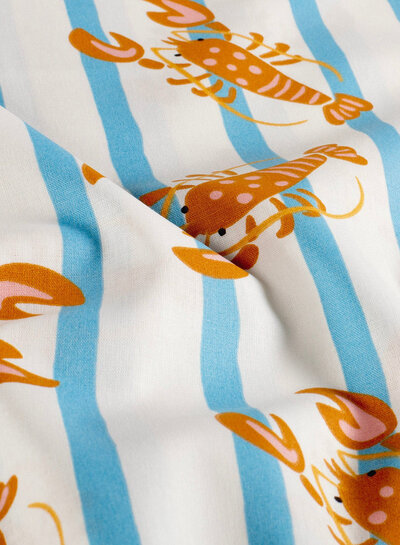 blue stripes with lobster - cotton