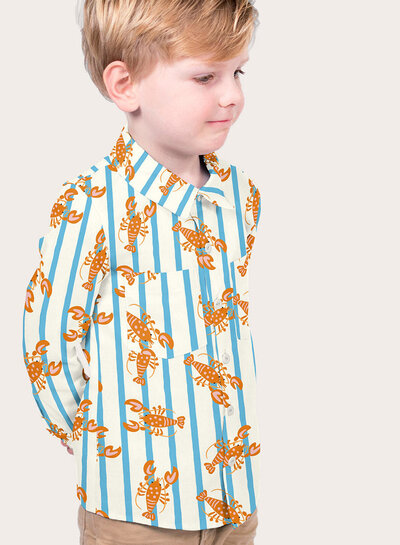 blue stripes with lobster - cotton