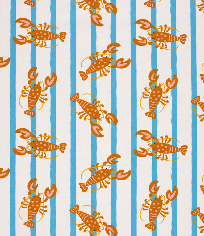 be trendy blauwe strepen met kreeft - katoen