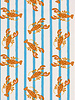 blue stripes with lobster - cotton