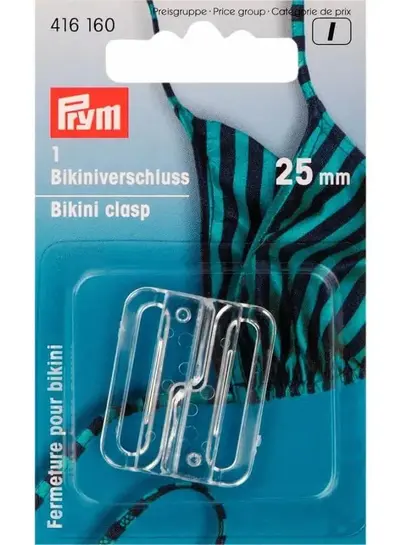 Prym Bikini and belt closure hook 25 mm transparent