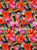 fuchsia orange flowers on green - lenzing ecovero viscose