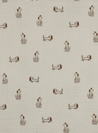 taupe dogs - tetra / double gauze