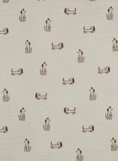 taupe dogs - tetra / double gauze