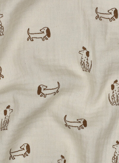 taupe dogs - tetra / double gauze