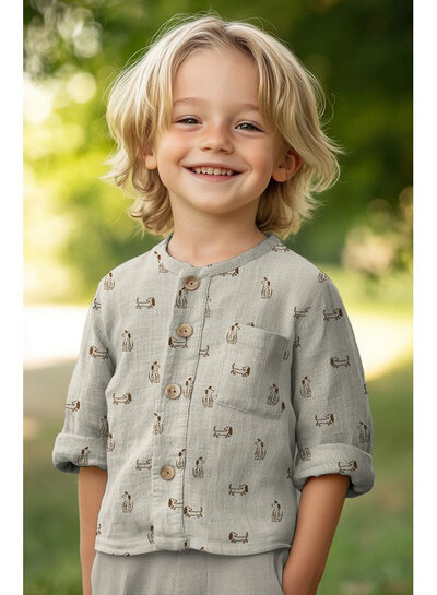 taupe dogs - tetra / double gauze