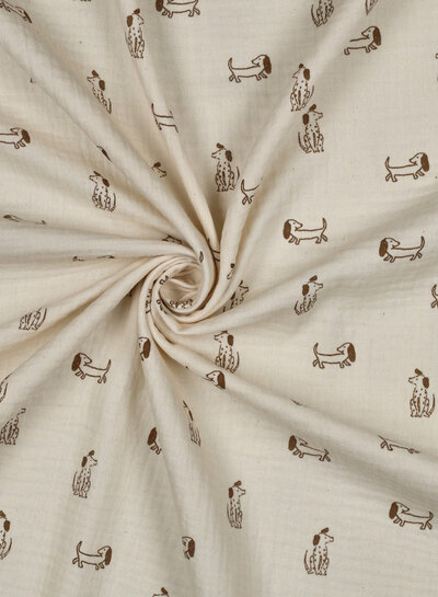 taupe dogs - tetra / double gauze