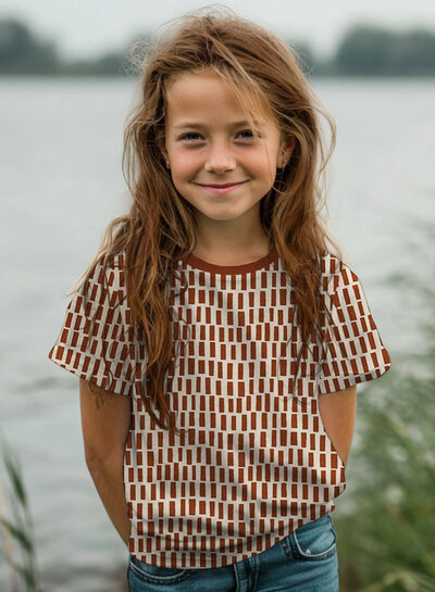 cognac streepjes - GOTS tricot